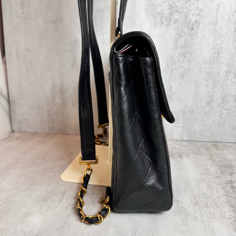 chanel黑色vintage 後背包 25x24x8CM-9
