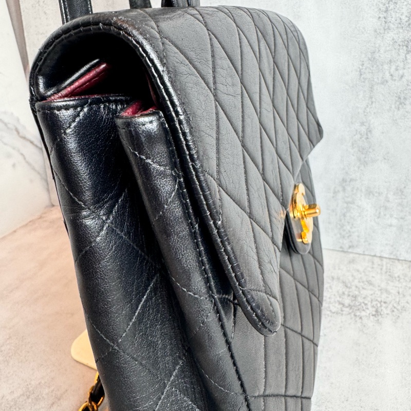 chanel黑色vintage 後背包 25x24x8CM-10