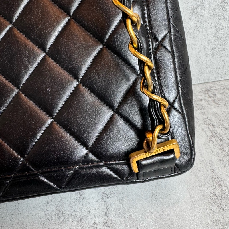 chanel黑色vintage 後背包 25x24x8CM-14