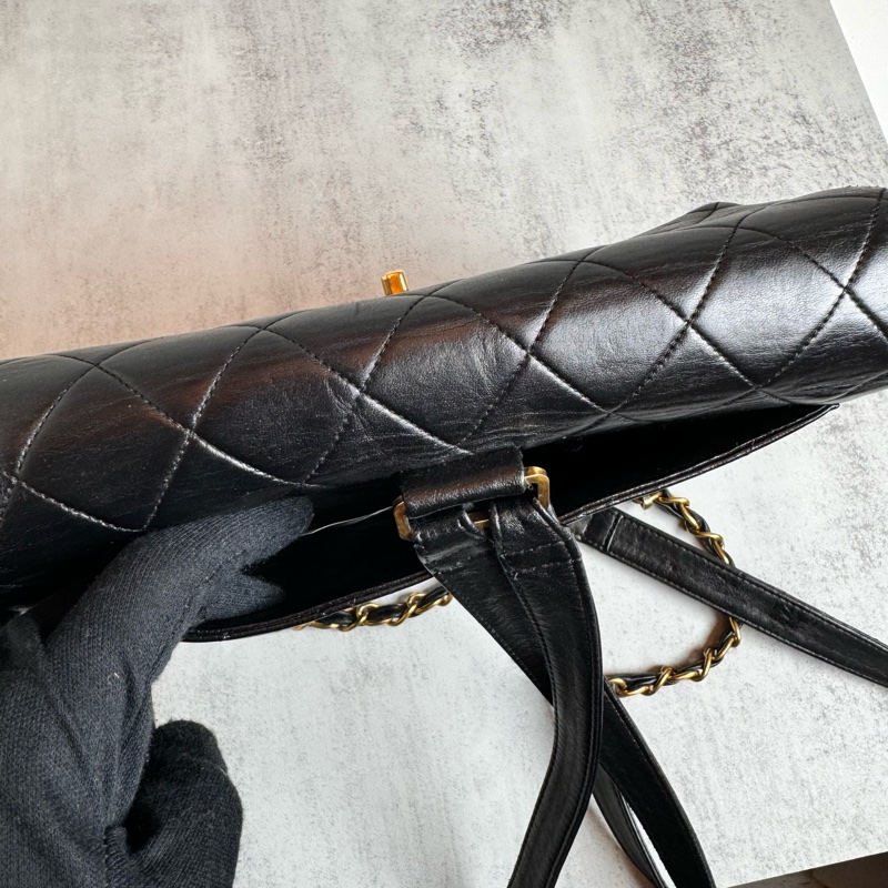 chanel黑色vintage 後背包 25x24x8CM-16