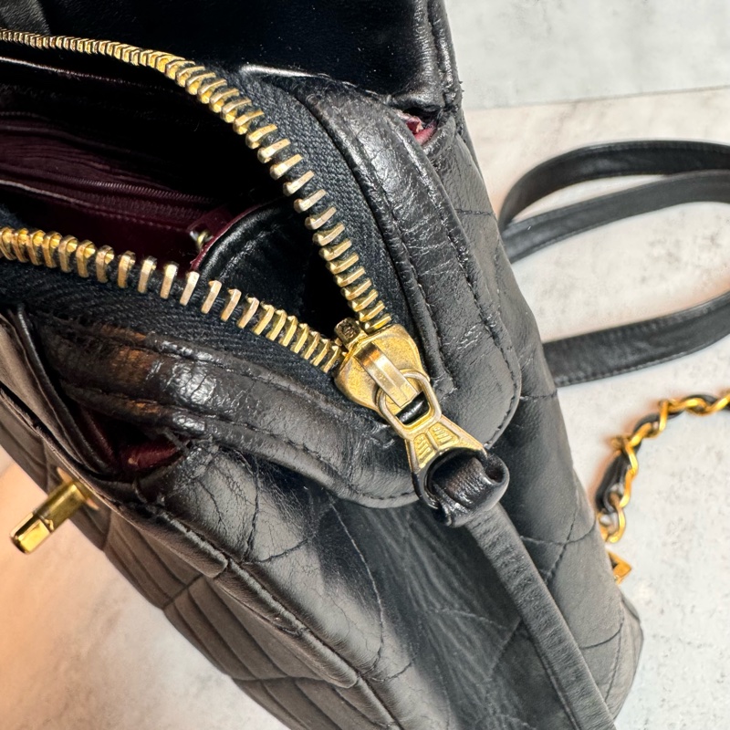 chanel黑色vintage 後背包 25x24x8CM-20