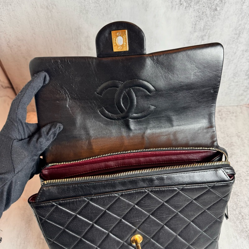 chanel黑色vintage 後背包 25x24x8CM-24