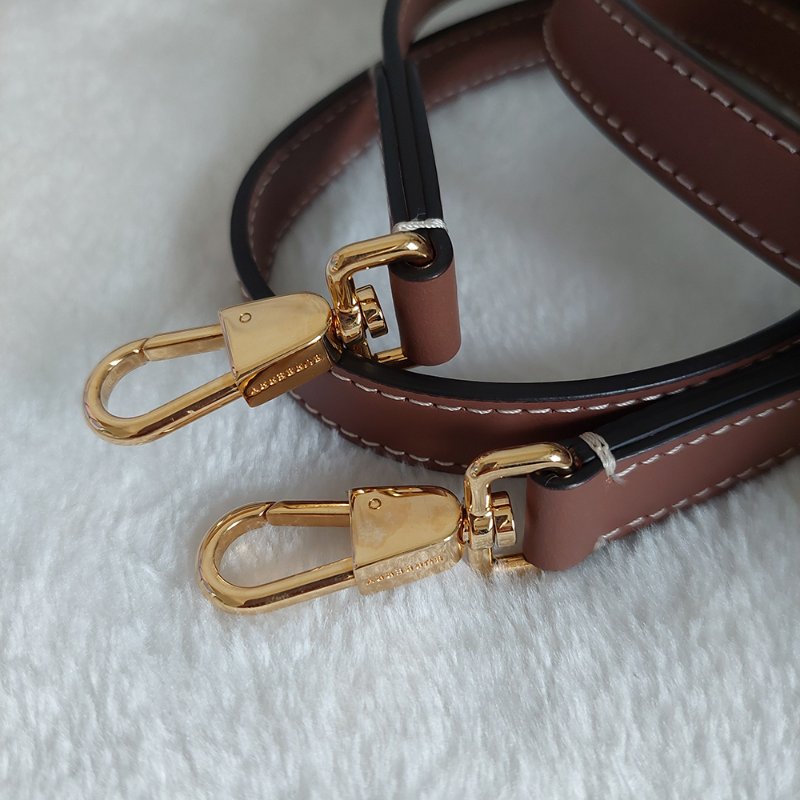 BURBERRY 巴寶莉 🎀實拍 🎀字母帆布拼皮革手提/斜背兩用包(米白x木棕色)Mini~近新閒置品-57