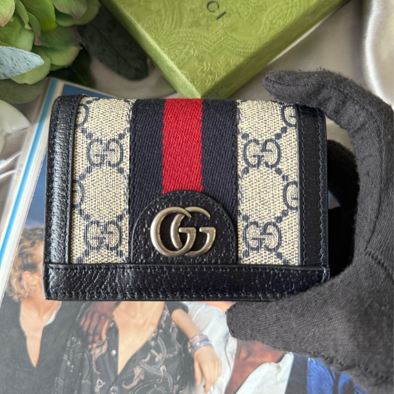 GG Supreme Ophidia卡片小短夾(藍紅)-1