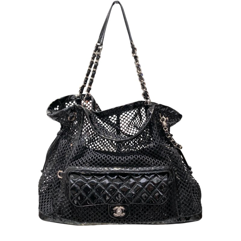 CHANEL 香奈兒 網狀肩背兩用包 漆皮-0