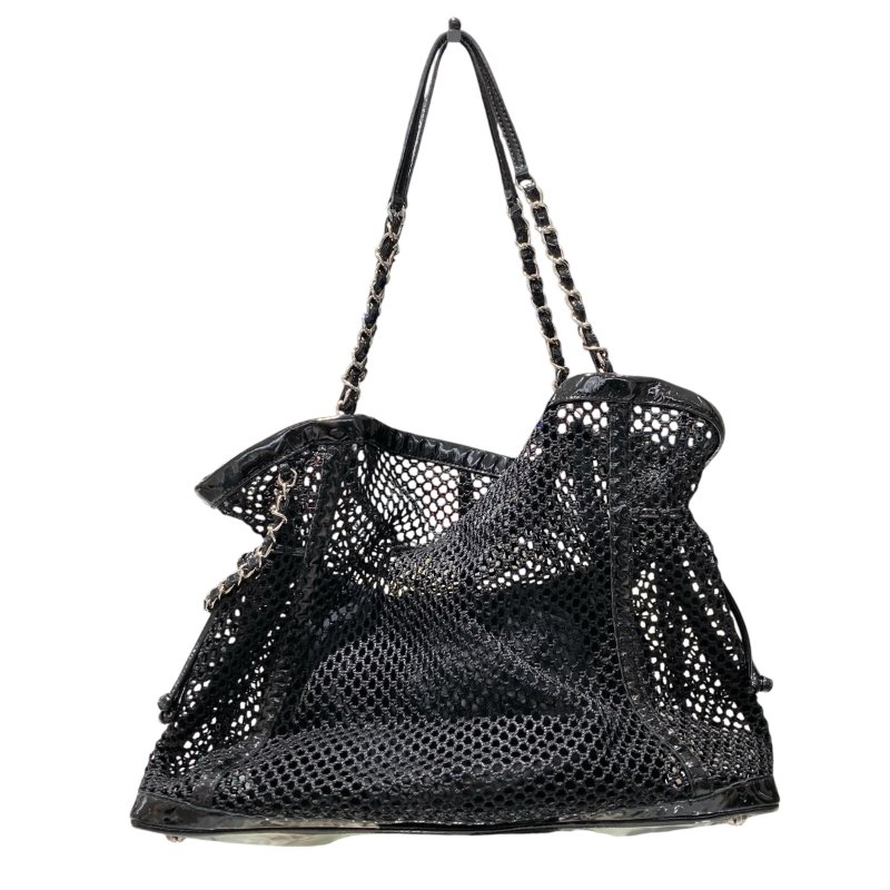 CHANEL 香奈兒 網狀肩背兩用包 漆皮-1