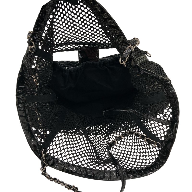 CHANEL 香奈兒 網狀肩背兩用包 漆皮-6