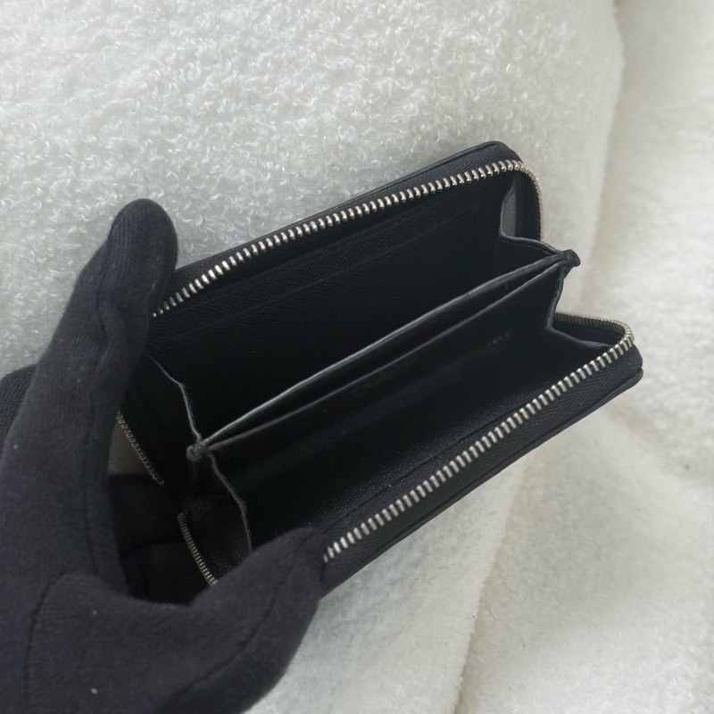 Lv黑棋盤格拉鏈零錢包卡包-5