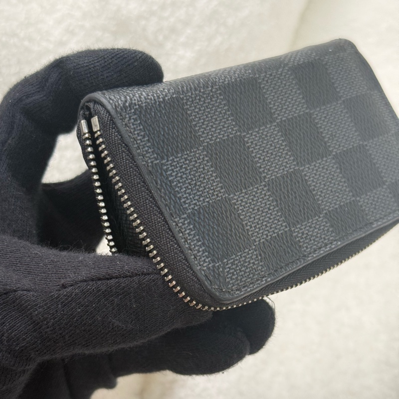 Lv黑棋盤格拉鏈零錢包卡包-9