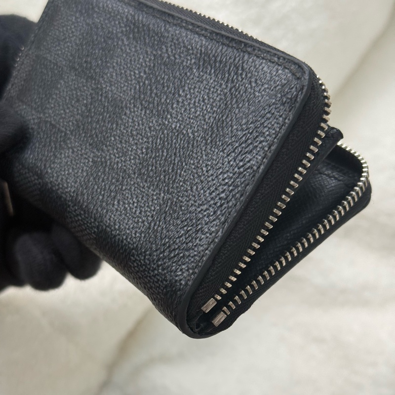 Lv黑棋盤格拉鏈零錢包卡包-10