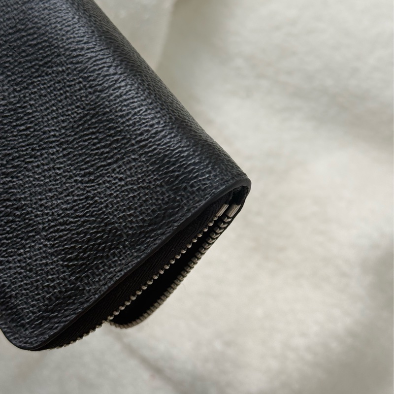 Lv黑棋盤格拉鏈零錢包卡包-11