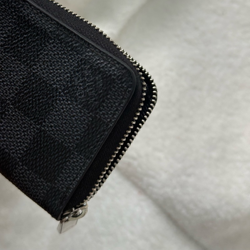 Lv黑棋盤格拉鏈零錢包卡包-13