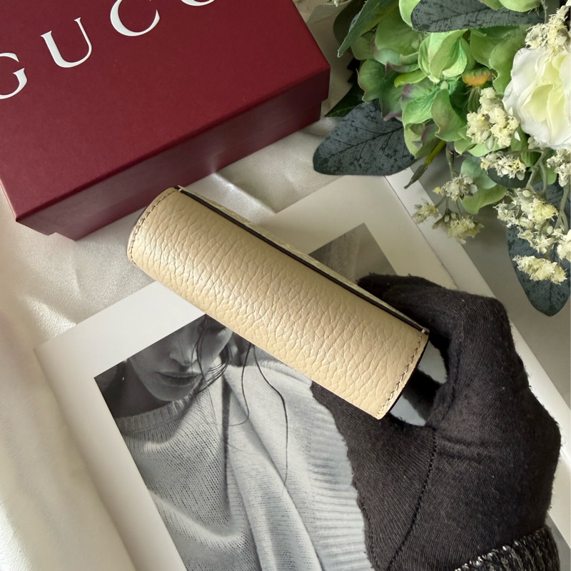 GG Marmont 塗層帆布及皮革中型二折短夾(米色)-5