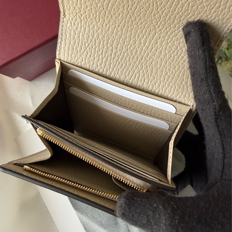 GG Marmont 塗層帆布及皮革中型二折短夾(米色)-7
