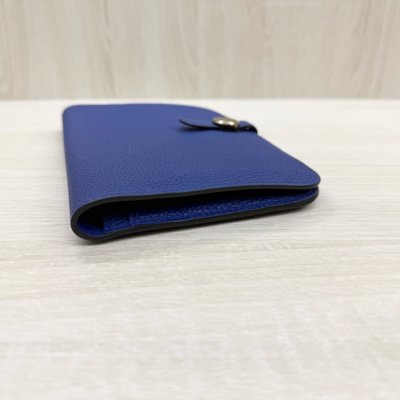 HERMES 7T電光藍銀釦TOGO皮DOGON子母長夾-5