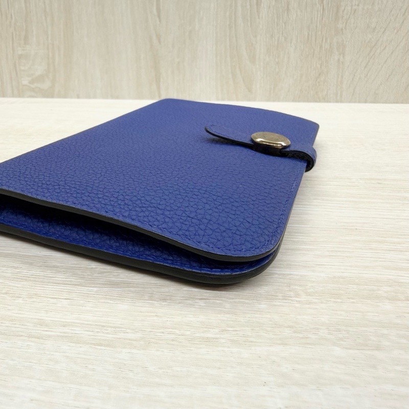 HERMES 7T電光藍銀釦TOGO皮DOGON子母長夾-7