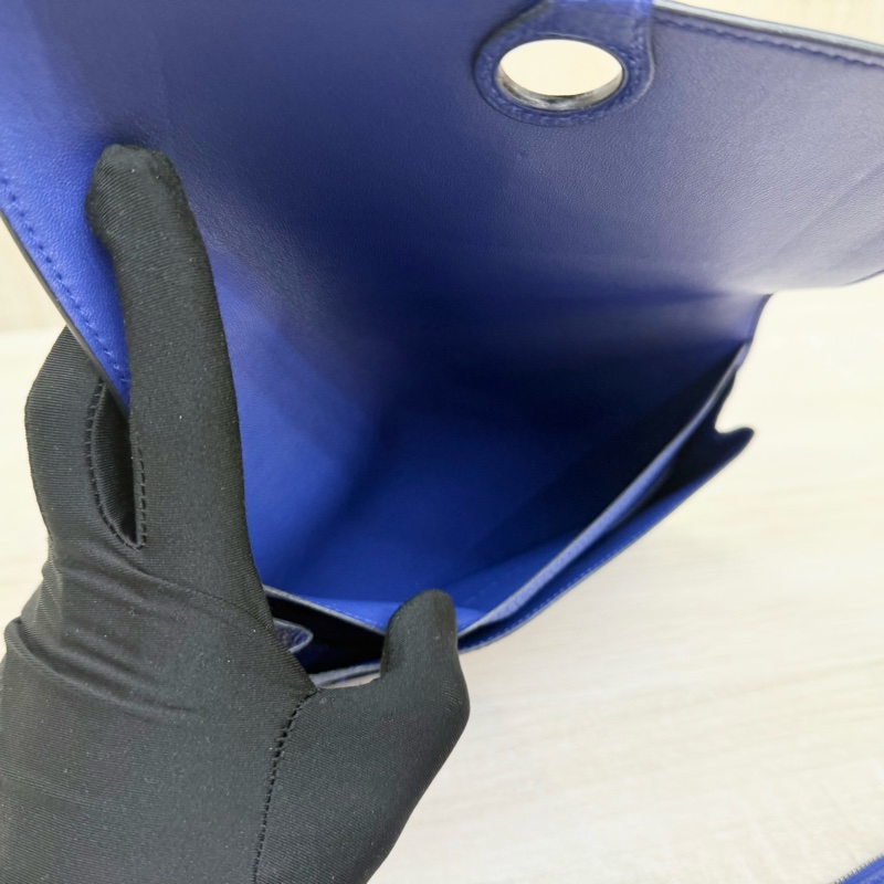 HERMES 7T電光藍銀釦TOGO皮DOGON子母長夾-9