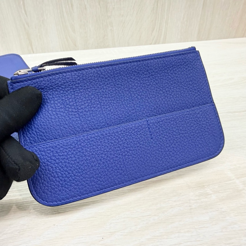 HERMES 7T電光藍銀釦TOGO皮DOGON子母長夾-13