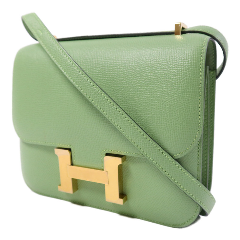 HERMES Epsom皮革Constance Mini金扣手挽肩背兩用袋Vert Criquet-2