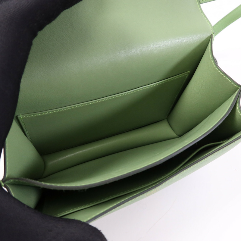 HERMES Epsom皮革Constance Mini金扣手挽肩背兩用袋Vert Criquet-4