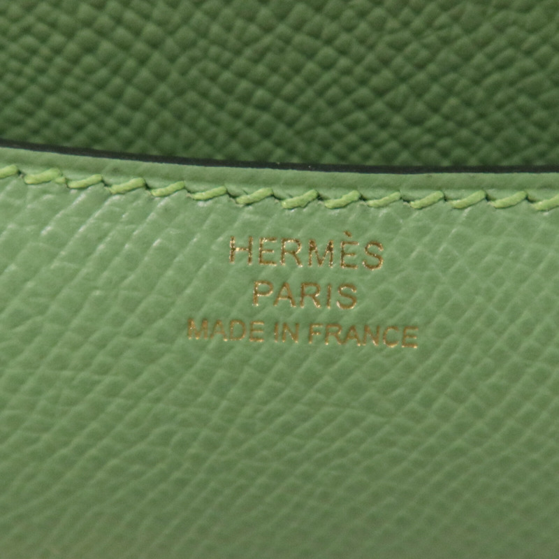 HERMES Epsom皮革Constance Mini金扣手挽肩背兩用袋Vert Criquet-5