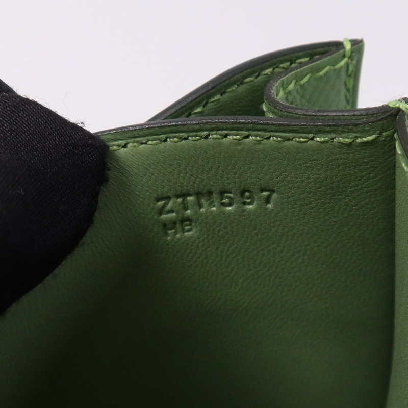 HERMES Epsom皮革Constance Mini金扣手挽肩背兩用袋Vert Criquet-7