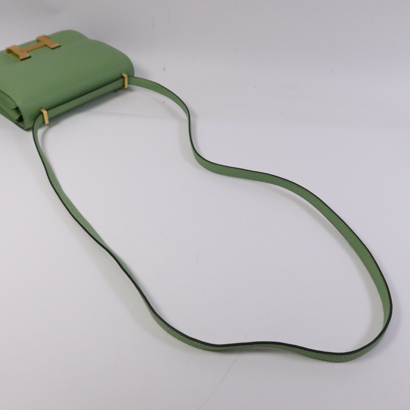 HERMES Epsom皮革Constance Mini金扣手挽肩背兩用袋Vert Criquet-8