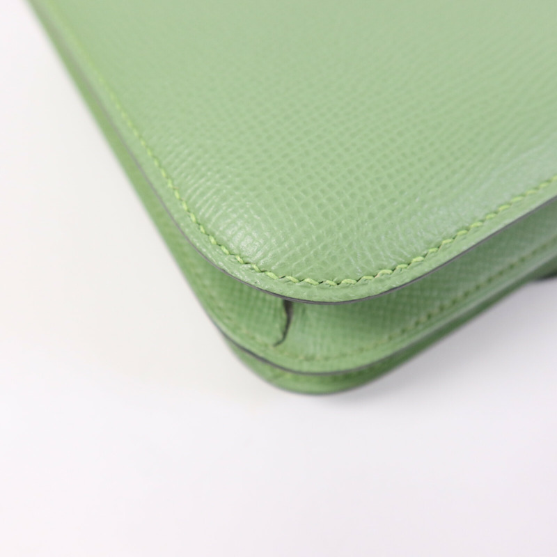 HERMES Epsom皮革Constance Mini金扣手挽肩背兩用袋Vert Criquet-12