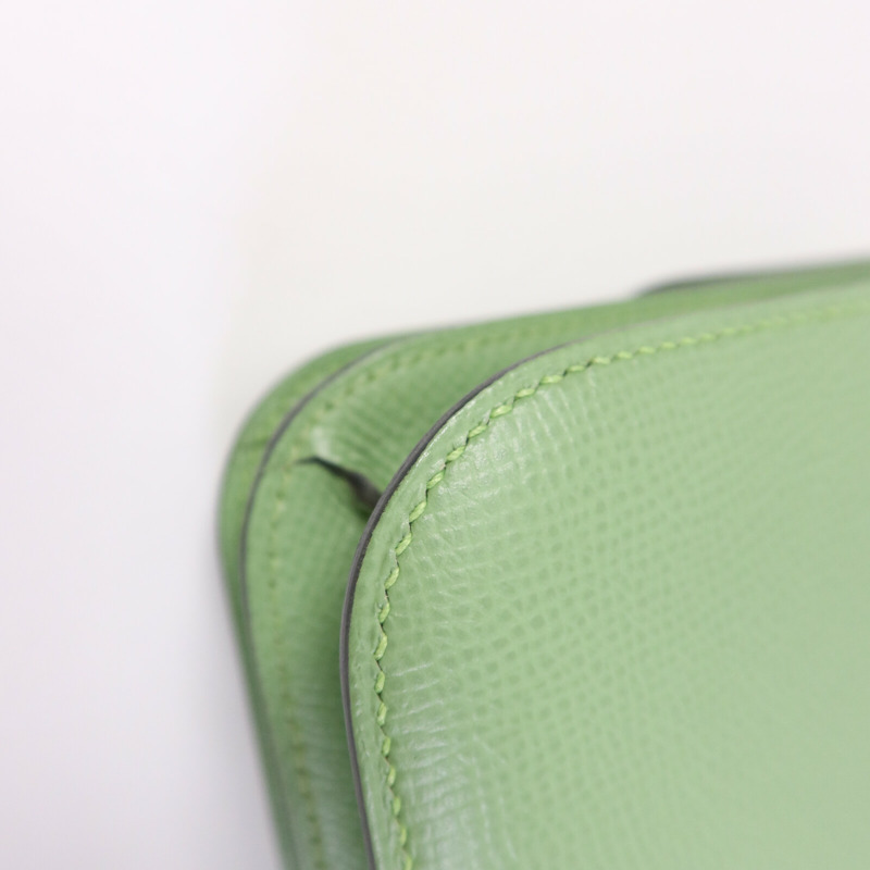 HERMES Epsom皮革Constance Mini金扣手挽肩背兩用袋Vert Criquet-13