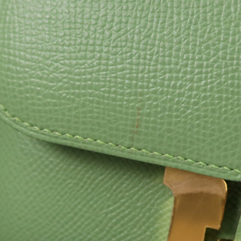 HERMES Epsom皮革Constance Mini金扣手挽肩背兩用袋Vert Criquet-15