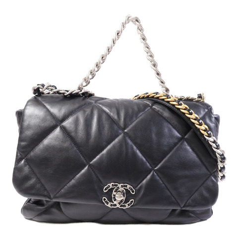 CHANEL 羊皮皮革Chanel 19 Large鏈帶手挽肩背兩用袋