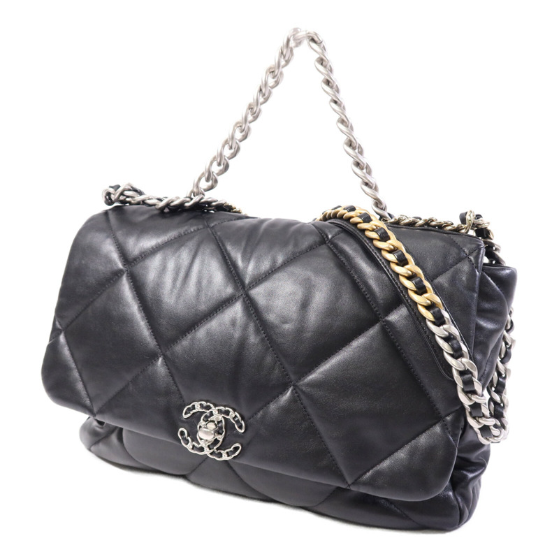 CHANEL 羊皮皮革Chanel 19 Large鏈帶手挽肩背兩用袋-2