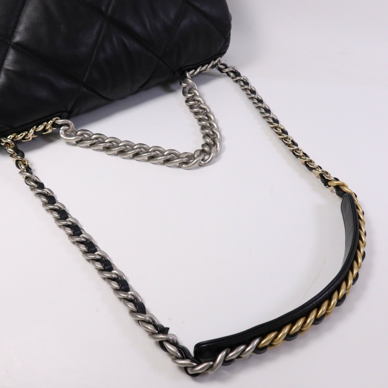 CHANEL 羊皮皮革Chanel 19 Large鏈帶手挽肩背兩用袋-8