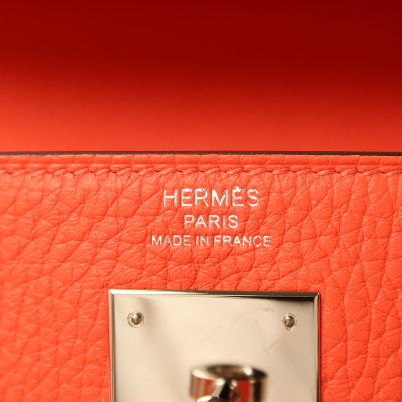 HERMES Taurillon Clemence皮革Kelly 28銀扣手挽肩背兩用袋Rose Texas-5