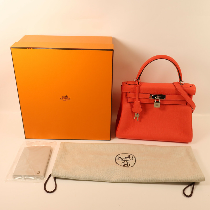 HERMES Taurillon Clemence皮革Kelly 28銀扣手挽肩背兩用袋Rose Texas-9