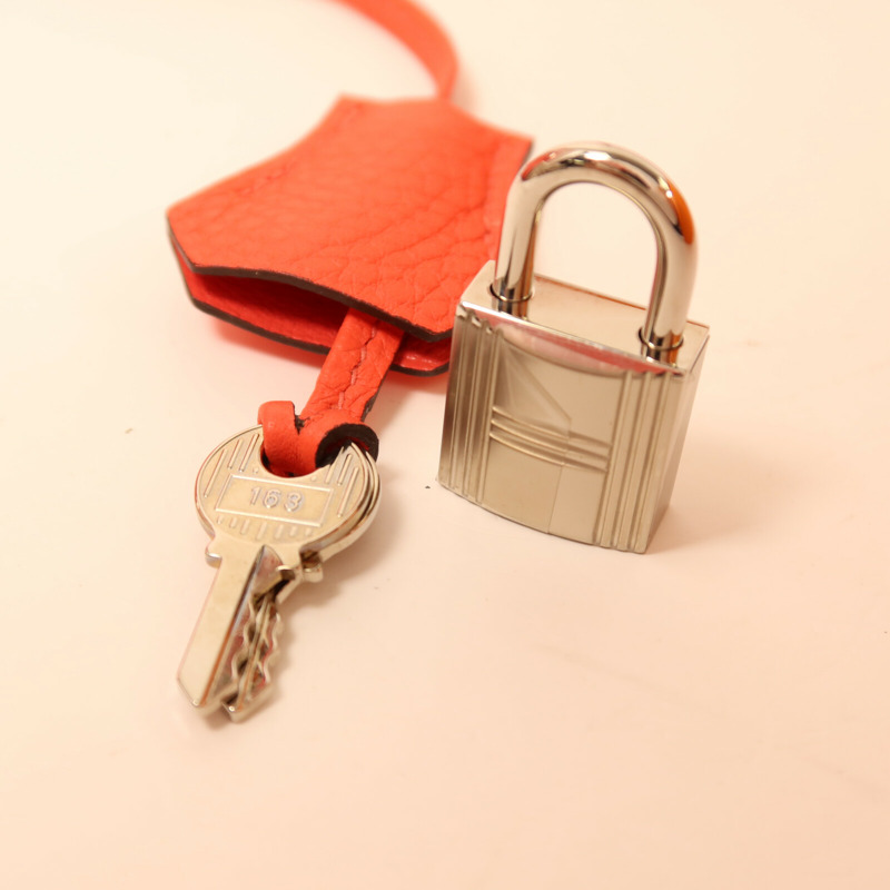 HERMES Taurillon Clemence皮革Kelly 28銀扣手挽肩背兩用袋Rose Texas-14