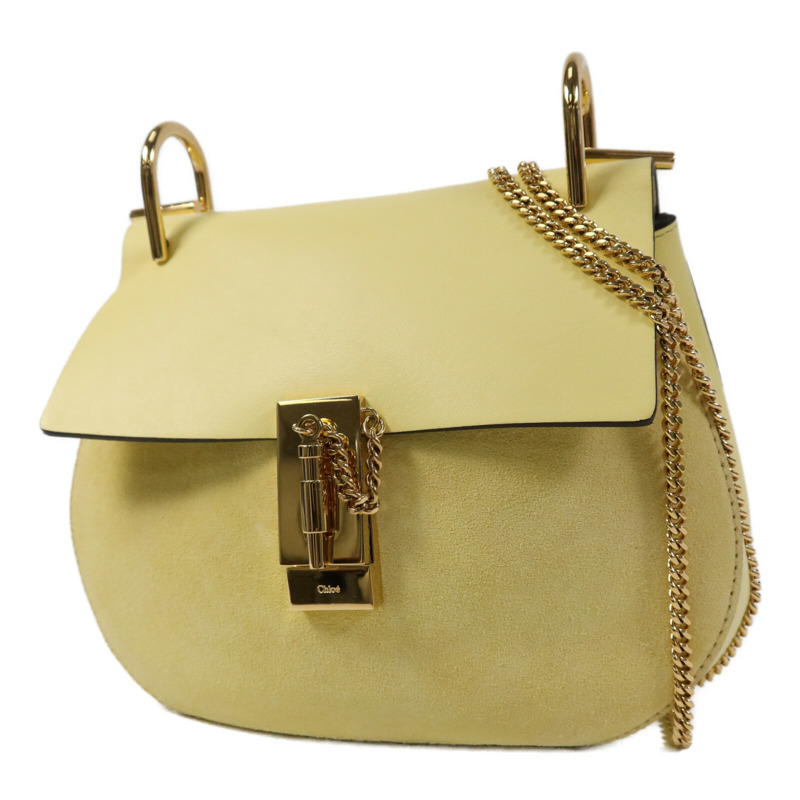 Chloe 麂皮/羊皮皮革Drew金扣鏈帶肩背袋-2