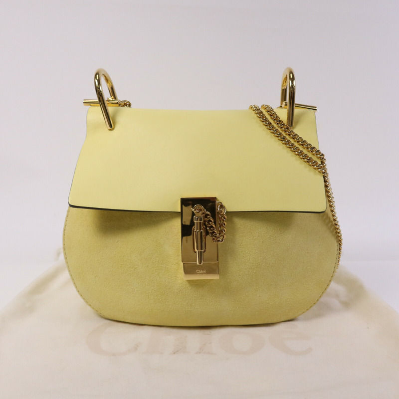 Chloe 麂皮/羊皮皮革Drew金扣鏈帶肩背袋-9