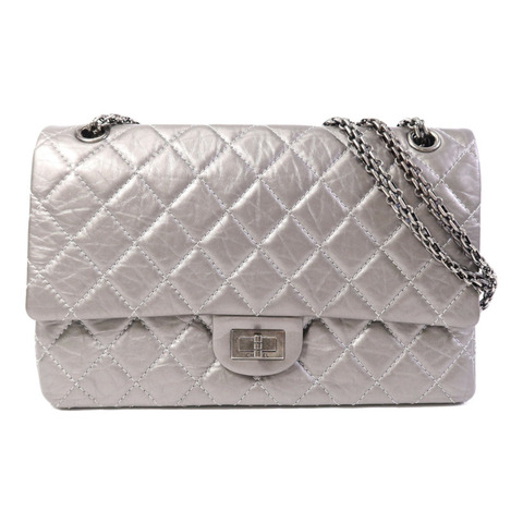 CHANEL 牛皮皮革2.55 Large銀扣鏈帶肩背袋