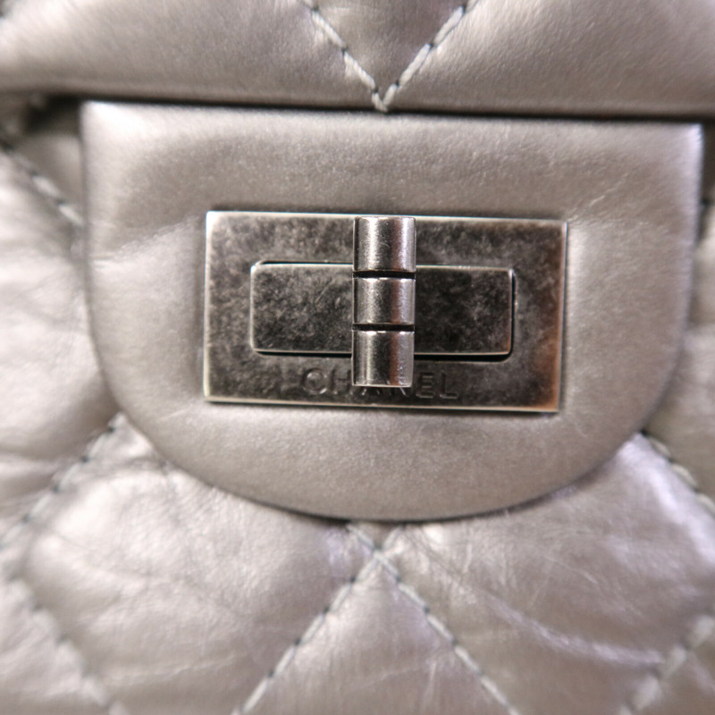 CHANEL 牛皮皮革2.55 Large銀扣鏈帶肩背袋-6