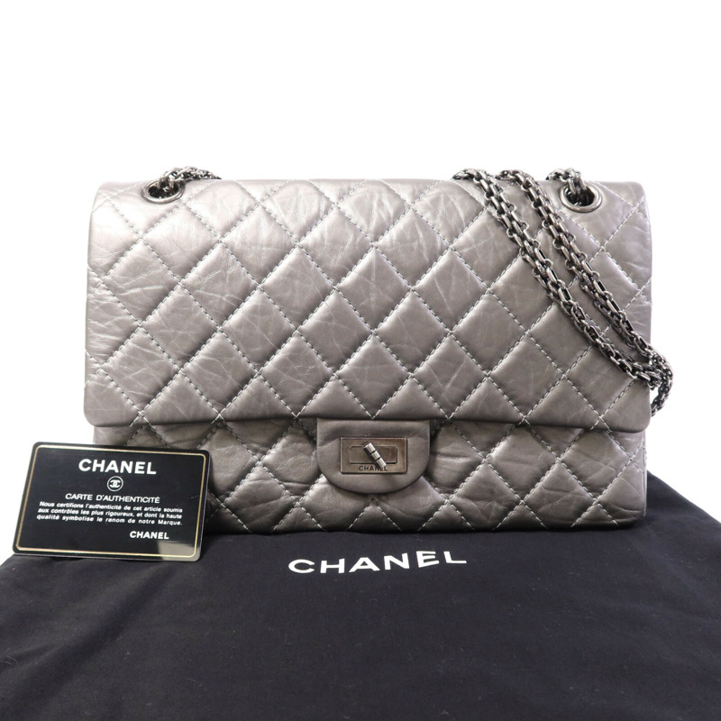 CHANEL 牛皮皮革2.55 Large銀扣鏈帶肩背袋-9