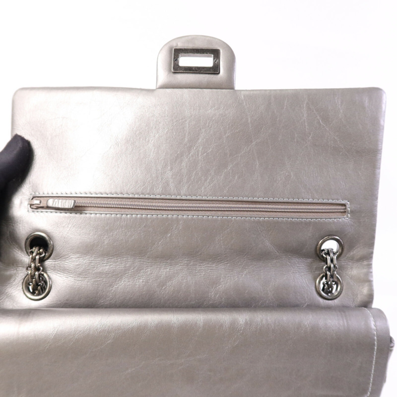 CHANEL 牛皮皮革2.55 Large銀扣鏈帶肩背袋-14