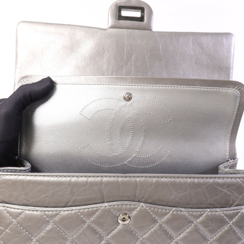 CHANEL 牛皮皮革2.55 Large銀扣鏈帶肩背袋-15