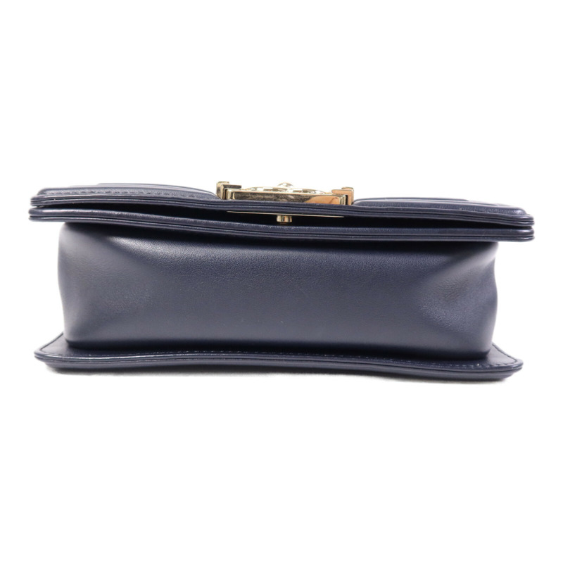 CHANEL 羊皮皮革Boy 20金扣鏈帶肩背袋-3