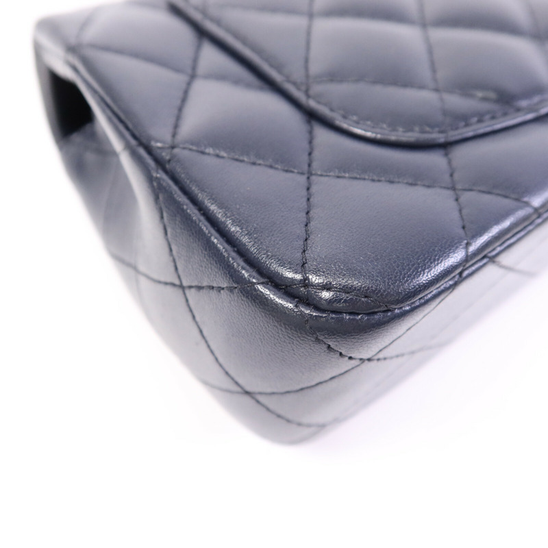 CHANEL 羊皮皮革Mini Classic 20金扣鏈帶肩背袋-12