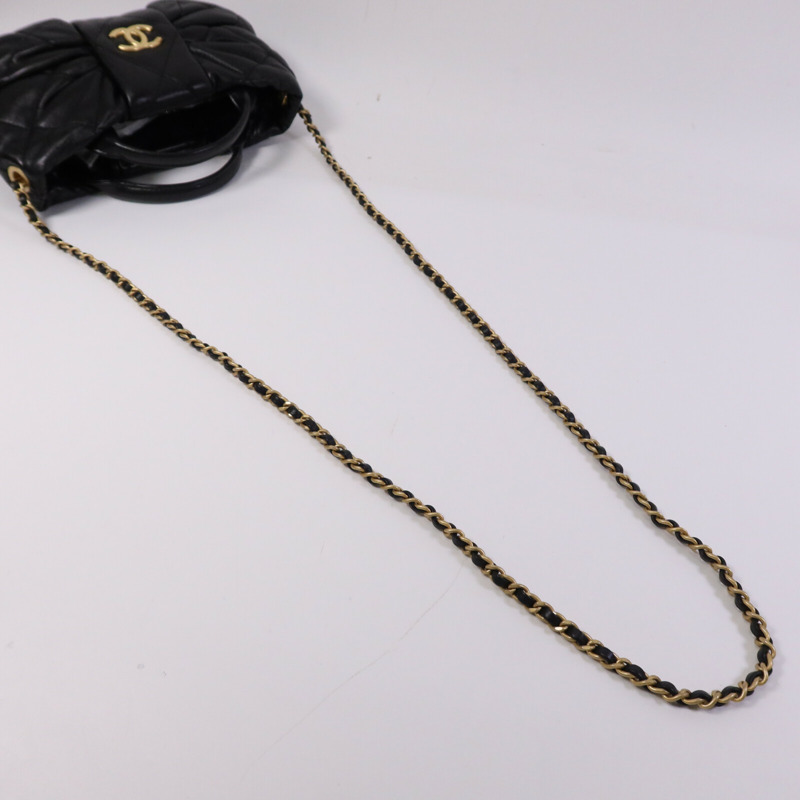 CHANEL 羊皮皮革Chain Shoulder Bag金扣鏈帶肩背袋-9