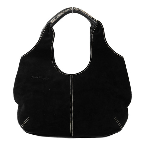 Salvatore Ferragamo 麂皮皮革Shoulder Bag銀扣肩背袋