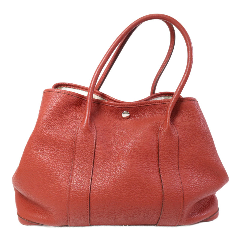 HERMES Negonda皮革Garden Party PM銀扣手挽袋Potiron-1