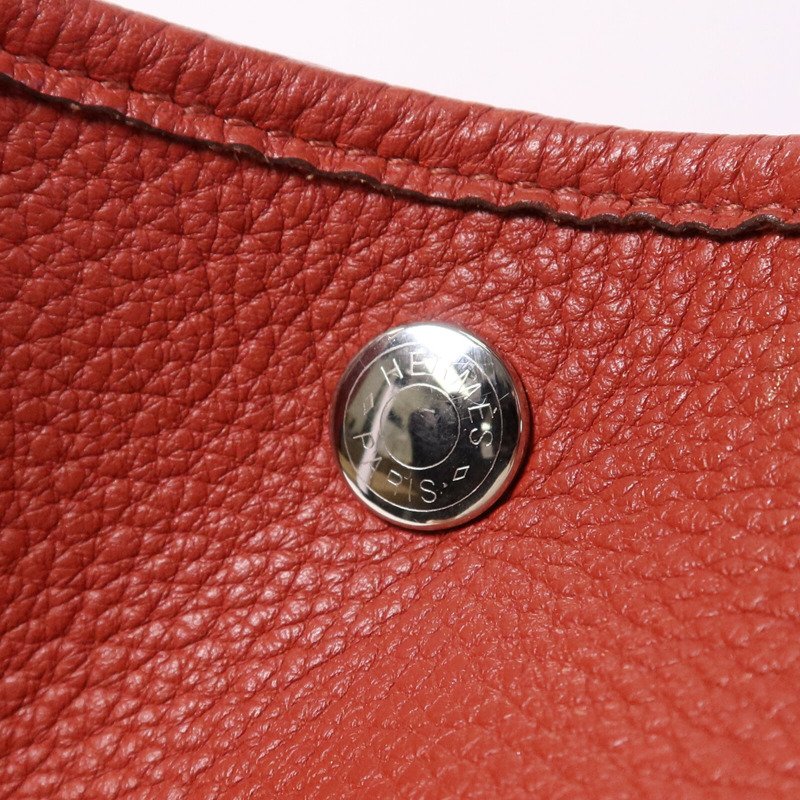 HERMES Negonda皮革Garden Party PM銀扣手挽袋Potiron-6