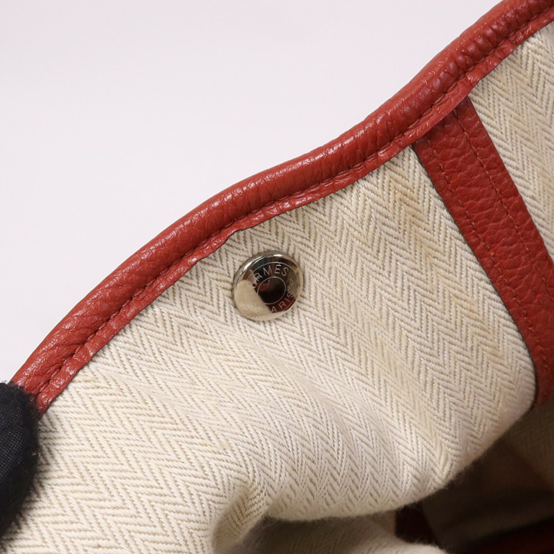 HERMES Negonda皮革Garden Party PM銀扣手挽袋Potiron-15